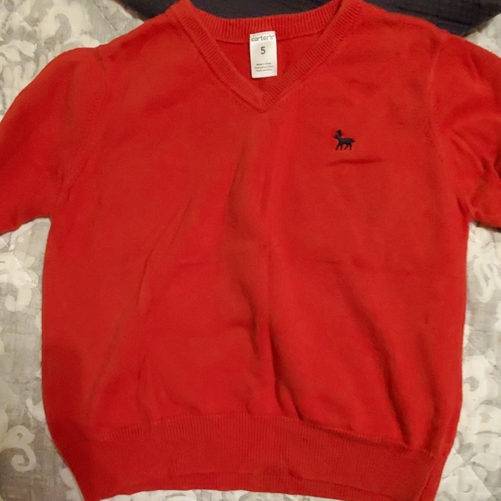 Red v neck sweater